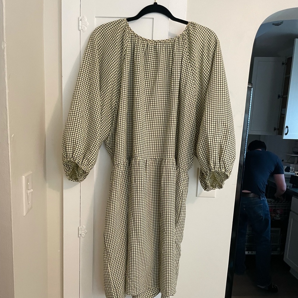 Checkered Puff Sleeve Dress
